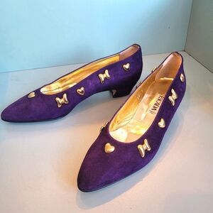 Escada Violet Loafers with Gold Details